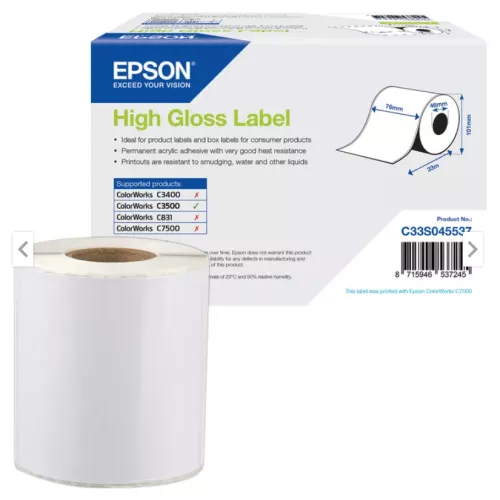 Epson Etiketten, 76mm x 33m, Endlos-Etiketten ColorWorks-C 3500, TM-C 3500