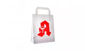 Papier Tragetasche weiß mit  rotem Apotheken "A"