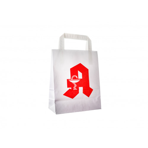 Papier Tragetasche weiß mit  rotem Apotheken "A"