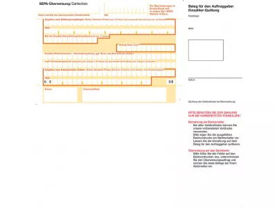 Bank Formular SEPA-Überweisung