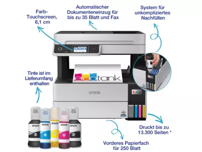 Epson EcoTank ET-5170 – S/W-Multifunktionsdrucker für Apotheken | Drucken, Scannen, Kopieren, Fax, Duplex, LAN & WLAN