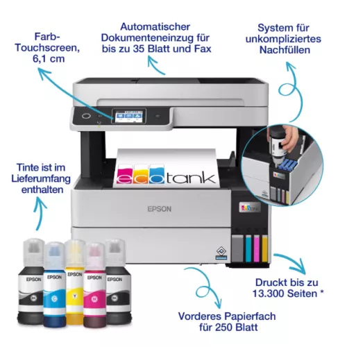 Epson EcoTank ET-5170 – S/W-Multifunktionsdrucker für Apotheken | Drucken, Scannen, Kopieren, Fax, Duplex, LAN & WLAN
