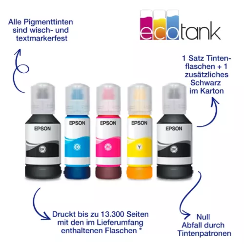 Epson EcoTank ET-5170 – S/W-Multifunktionsdrucker für Apotheken | Drucken, Scannen, Kopieren, Fax, Duplex, LAN & WLAN