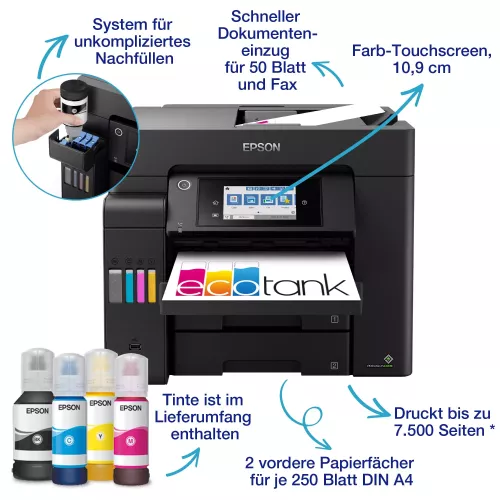 Epson EcoTank ET-5800 – Multifunktionsdrucker für Apotheken | Drucken, Scannen, Kopieren, Fax, Duplex, LAN & WLAN