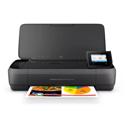 HP OfficeJet 250 Mobile AIO – Tragbarer Farb-Multifunktionsdrucker für Apotheken | Drucken, Scannen, Kopieren, Akku & WLAN