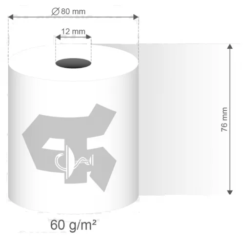 Kassenrollen 100% Recycling Papier, weiß mit Apotheken "A" 76 mm Epson TM-J7000/7500/7600/7700/8000