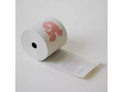 Kassenrollen 100% Recycling Papier, weiß mit Apotheken "A" und rückseitigem Lastschrifttext 76 mm EPSON TM-J7000/7500/7600/7700/8000