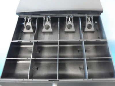 KA17 WNI 34 cm – Graue Kassenschublade für Apotheken & POS-Systeme inkl. Anschlusskabel für Epson Kassendrucker – Schwarz