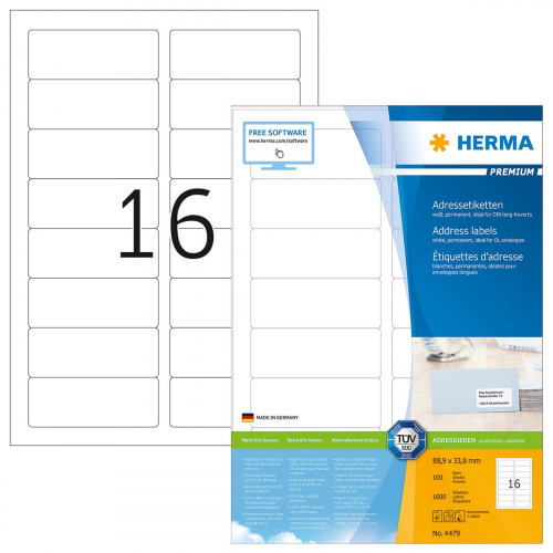Premium Etiketten 4479 Herma 88,9x33,8mm